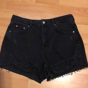 Black ripped jean shorts